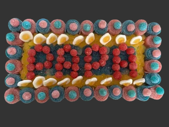 Composition de bonbons PAPA sur fond blanc