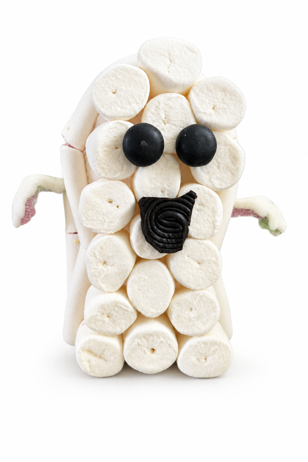 Fantômallow, fantôme en guimauves sur fond blanc